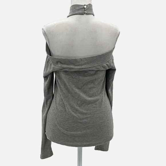 Melrose & Market Choker Neck Exposed Shoulder Top in Grey - Size Small - Picture 4 of 6